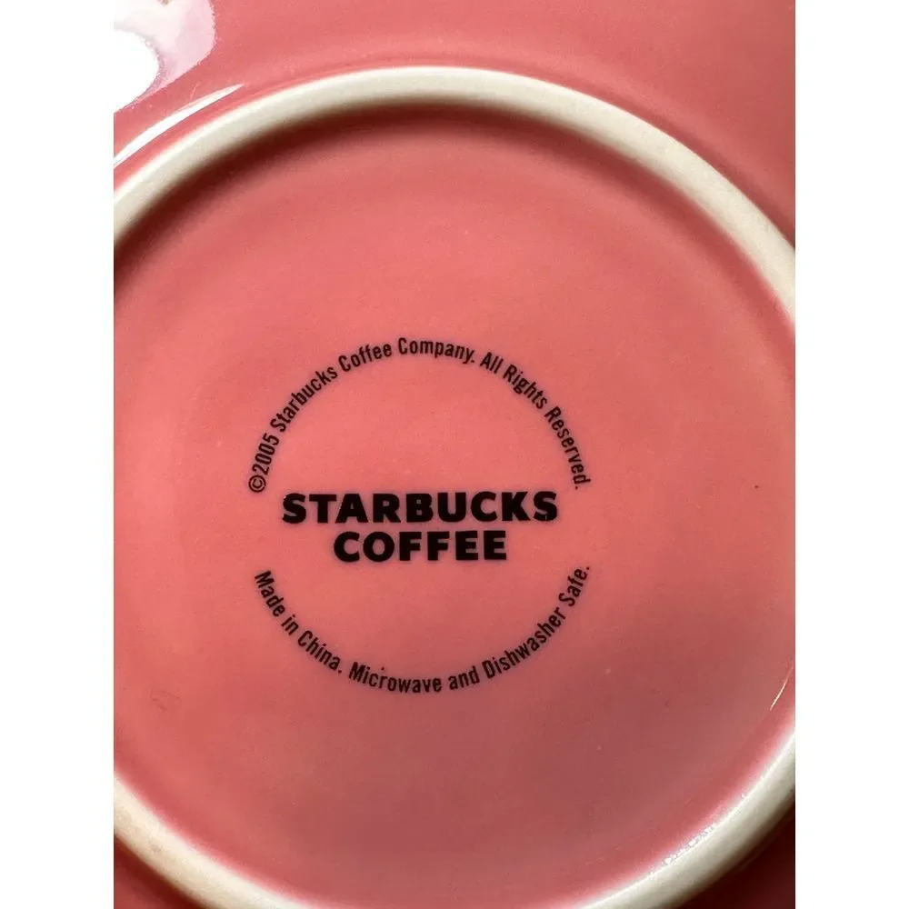 Vintage Starbucks Coffee Co Pink Heart Tea Set‎ Mug and Saucer Love 2005 Y2K